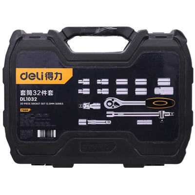 DELI EDL1032 1/2" DRIVE CHROME VANADIUM SOCKET SET 32PC/SET